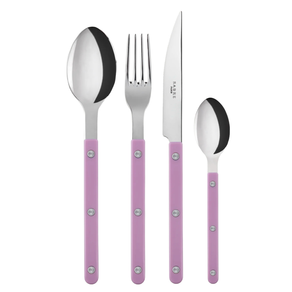 Sabre Bistrot roze 4-delige bestekset dinermes, dinervork, dinerlepel, koffielepel