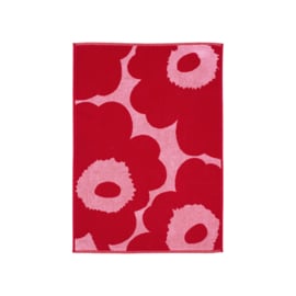 Marimekko (keuken-)handdoek Unikko rood met roze  50 x 70 cm