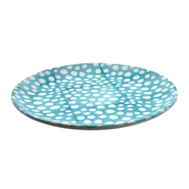 Duro Ceramics Mix 'n' Match dinerbord FOLK turquoise, wit gestipt | Ø 30 cm