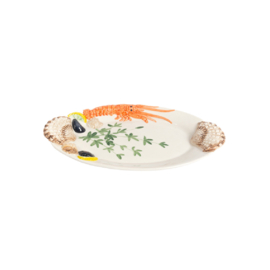 Ovalen kleine serveerschaal fruits de mer met kreeft (36 x 21 cm)