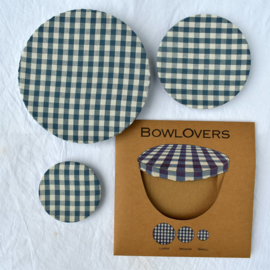 Bowlovers met blauw wit ruitje (3 stuks, 3 formaten)