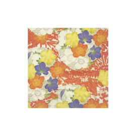 Ihr V & A collection Kimono Flowers oranje papieren lunch servetten 33 x 33 cm, 20 stuks