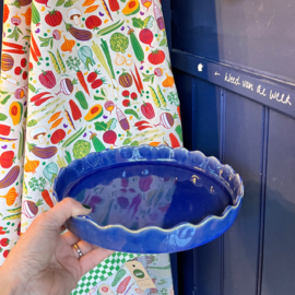 Gresnovo ronde aardewerken taartvorm met gegolfde rand in blauw (marine) | Ø 27 cm
