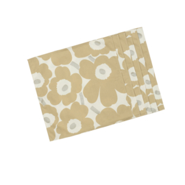 Marimekko Unikko set van 6 katoenen servetten beige met zilver 43 x 43 cm