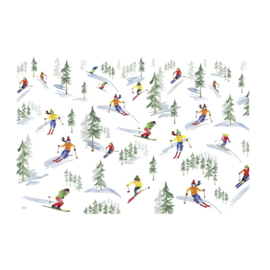 Ihr placemat Down the Slope met skiërs | 29 x 43 cm