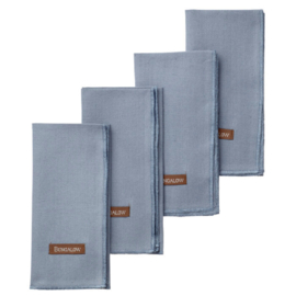 Bungalow middenblauwe servetten Mirra Topaz, set van 4 stuks | 45 x 45 cm