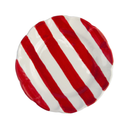 Arcucci Dolce Vita Nastro gestreepte saladeschaal 33 cm, rood en groen