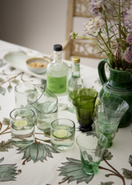 Bungalow katoenen blokprint tafelkleed Flora sage in gebroken wit met groentinten | 170 x 300 cm