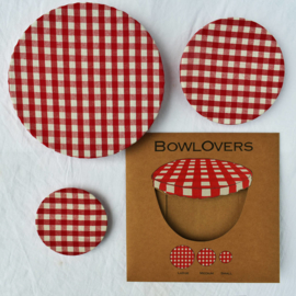 Bowlovers met rood wit ruitje (3 stuks, 3 formaten)