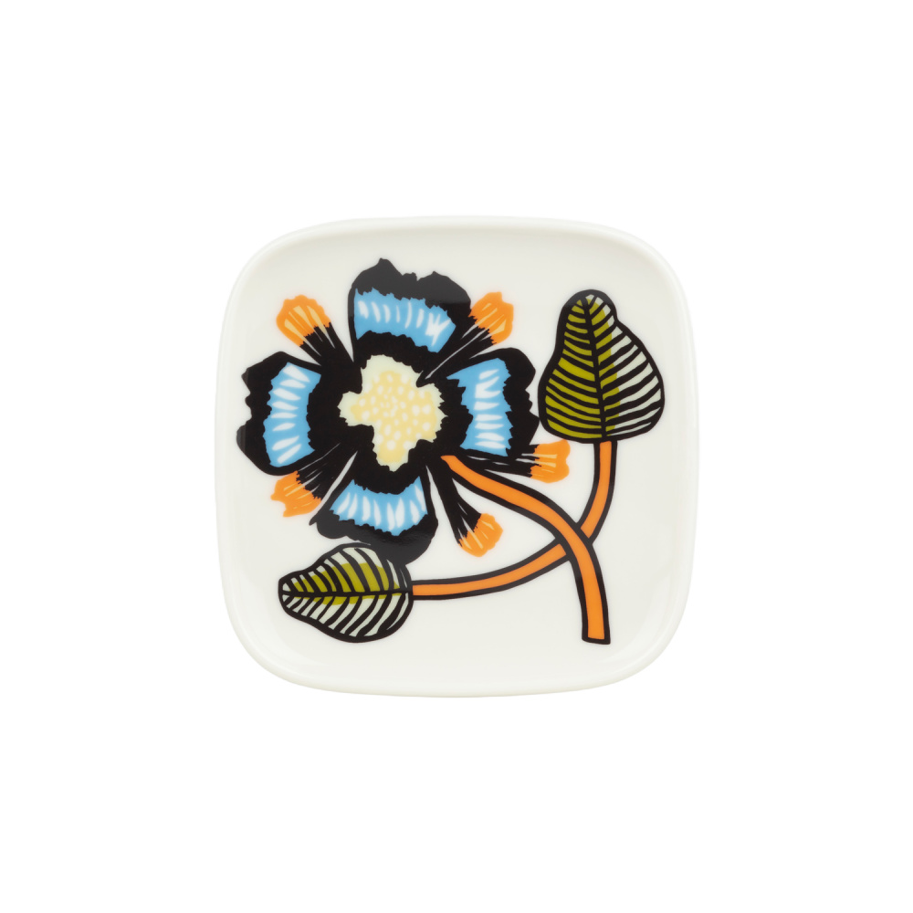 Marimekko Oiva Tiara vierkant bordje met bloem | 10 x 10 cm