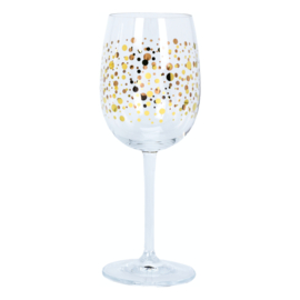 Wijnglas met gouden bolletjes 480 ml, doos met 6 stuks