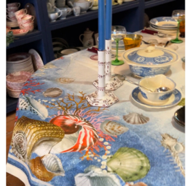 Linnen tafelkleed Murice met schelpen en koraal | 170 x 270 cm