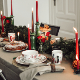 Compleet 30-delig kerstservies voor 6 personen (dinerborden, ontbijt-of saladeborden, diepe- of soepborden en schaaltjes)
