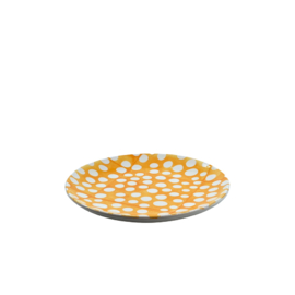 Duro Ceramics Mix 'n' Match taartbordje FOLK geel wit gestipt | Ø 19 cm