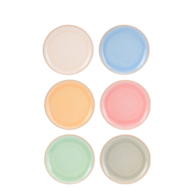 Siaki Pastel SET van 4 ontbijtbordjes in pastelkleuren, kies uit: ivoor, licht oranje, lichtgroen, lichtblauw, roze, lichtgrijs