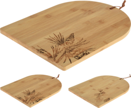 Bamboe serveerplank met dennentak en ophangleertje 35 x 26,5 cm