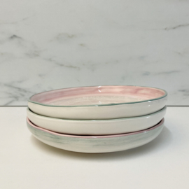 Bloom servies gebaksbordje grijs met roze rand (B) 18,5 cm