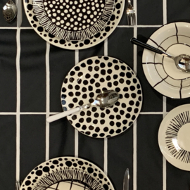 Duro Ceramics Mix 'n' Match POLKA wit met zwart gestipt ontbijtbord Ø 24 cm