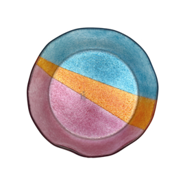 Rond, laag schaaltje.  Roze, blauw, oranje | Ø 22 x 4 cm
