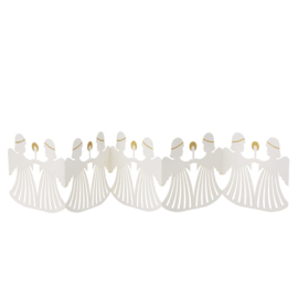 Bungalow KERST papieren tafelslinger engeltjes wit met goud 70 cm