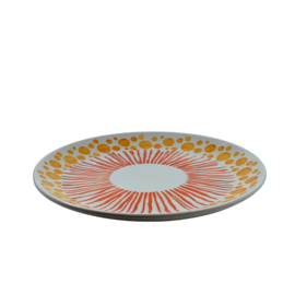 Duro Ceramics Mix 'n' Match dinerbord JAZZ geel en oranje gestipt en gestreept | Ø 30 cm