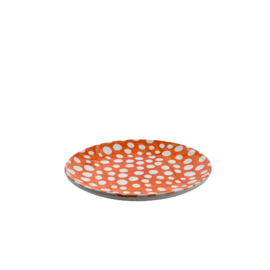 Duro Ceramics Mix 'n' Match taartbordje FOLK oranje wit gestipt | Ø 19 cm