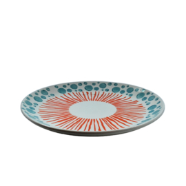 Duro Ceramics Mix 'n' Match dinerbord JAZZ turquoise en oranje gestipt en gestreept | Ø 30 cm