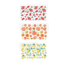 Set van 3 wegwerp tafelkleedjes 'Zomers fruit': bosvruchten, sinaasappels of citroenen | 180 x 130