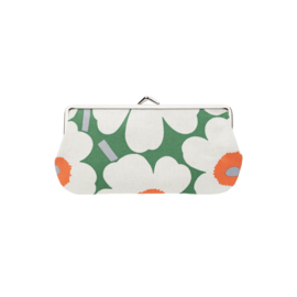 Marimekko langwerpige portemonnee / etui  / tas organizer Unikko groen en oranje