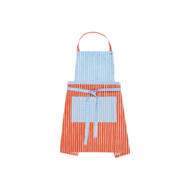 Marimekko schort Piccolo rood en lichtblauw gestreept