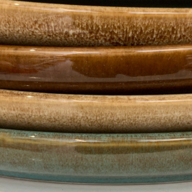Siaki Herfst servies aardewerken ontbijtborden, set van 6 met reactief glazuur in 3 herfsttinten | Ø22 cm