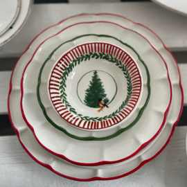 Arcucci set van 6 schaaltjes Ø 16 cm, Kerstservies Rosso Natale Kerstboom en Goudvink
