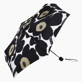Marimekko opvouwbare paraplu in handtasformaat in zakje, Unikko zwart (let op, handmatige bediening)
