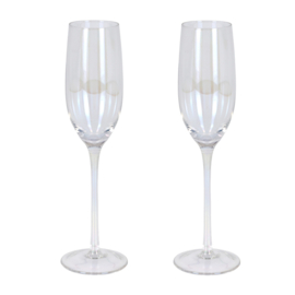 Champagneflutes parelmoer 24,5 cm hoog, set van 2