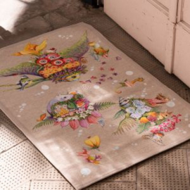 Deurmat en gangloper Pesciflora met vissen en bloemen op zandkleur