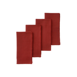 Bungalow katoen-linnen servetten Mirra Ruby set van 4 | 45 x 45 cm
