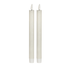 Set van 2 led huishoudkaarsen wit met kaarsvet look and feel en flikkerend lichtje | h: 25 cm 2,4 cm