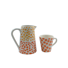 Duro Ceramics Mix 'n' Match JAZZ oranje geel gestippelde kan |  1 liter 15 cm hoog