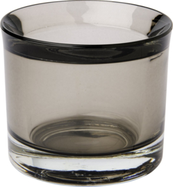 Glazen waxinelichthoudertje grijsbruin Ø6,5 cm, hoogte 5,8 cm
