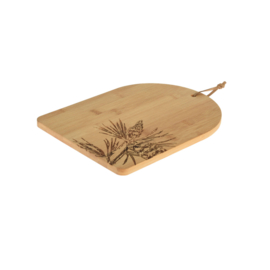 Bamboe serveerplank met dennentak en ophangleertje 28 x 21,2 cm