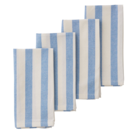 Bungalow lichtblauw wit gestreepte servetten Rimini Ocean Blue, set van 4 | 45 x 45 cm
