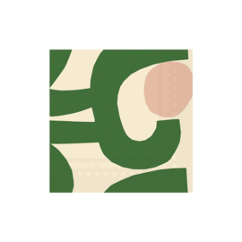 Marimekko x Ihr Seppel groen en roze papieren lunchservetten 33 x 33 cm, 20 stuks