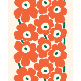 Marimekko Outdoor stof Unikko 60th anniversary oranje en groen