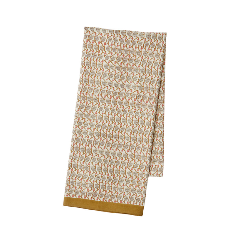 Bungalow katoenen blokprint tafelkleed Lotus Sandstone | 250 x 150 cm