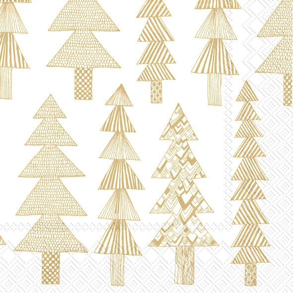 Marimekko papieren servetten Kuusikossa goud 33 x 33 cm pakje van 20 servetten