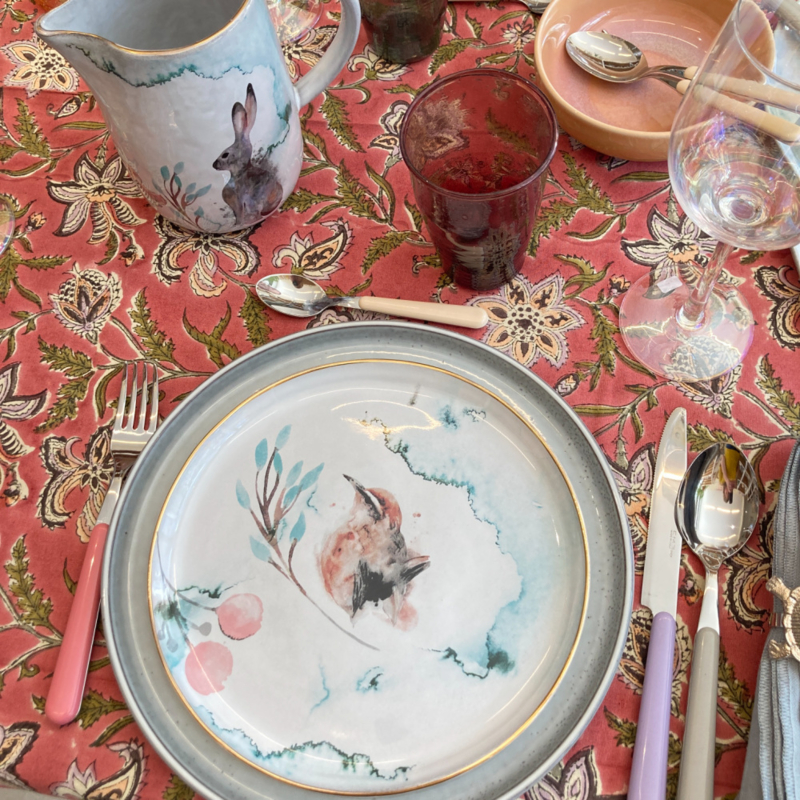 Nosse Ceramics Fauna ontbijtbord met winterkoninkje en gouden rand