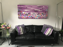 Purple Sea - 160 x 70 x 4.5 - Painting with ashes