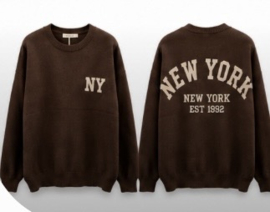 Dames sweater New York -Bruin -Beige print