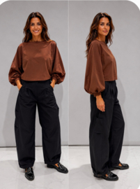 BoeBou Zwarte worker pantalon - Wide leg - 100% Polyester