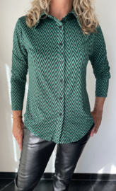 Travel blouse zigzag print | Groen